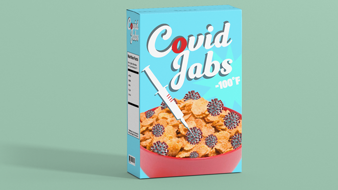 covid jabs cereal illo